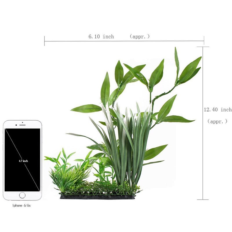 CNZ Aquarium Decor Fish Tank Decoration Ornament Artificial Plastic Plant Green 13" Tall - Image 3